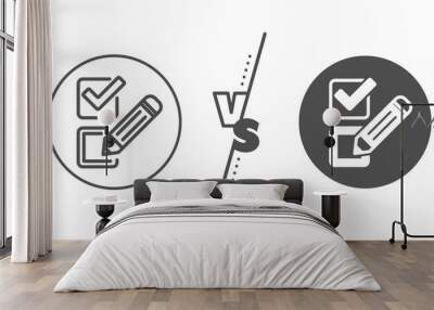 Survey choice sign. Versus concept. Checkbox line icon. Business review symbol. Line vs classic checkbox icon. Vector Wall mural