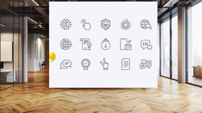 Time management, Touchpoint and Click here line icons for web app. Phone mockup gradient screen. Pack of Internet search, Stars, Approved agreement pictogram icons. Vector Wall mural