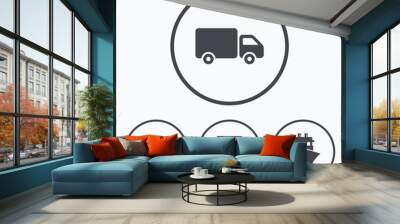 Transport icons. Truck, Bicycle, Bus and Ship. Wall mural