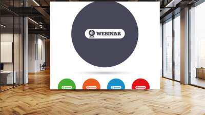 Webinar web camera sign icon. Online Web study. Wall mural