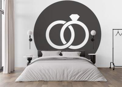 Wedding rings sign icon. Engagement symbol. Wall mural