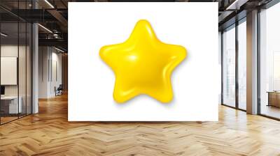 Yellow star 3d icon. Realistic 3d design for best grade. Best rank, five star review and positive feedback. Best service star icon. Top quality rating review or good service. Vector illustration Wall mural