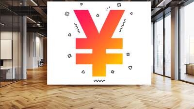 Yen sign icon. JPY currency symbol. Money label. Colorful geometric shapes. Gradient yen icon design.  Vector Wall mural