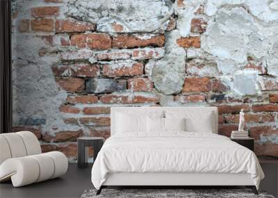 Old grunge red brick wall banner background Wall mural