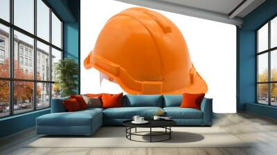 Orange hard hat or helmet isolated on white Wall mural