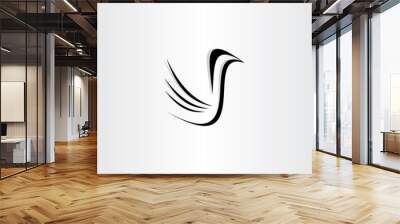 black bird icon stylized vector Wall mural