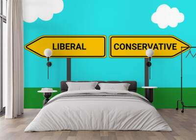 signpost liberal conservativ Wall mural