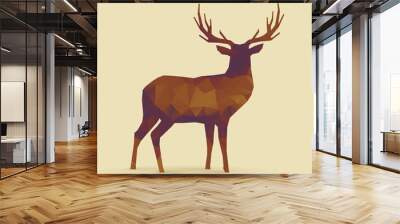 deer polygon orange purple silhouette Wall mural