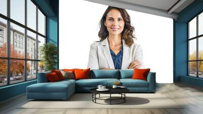 Beautiful business woman professional in a suit on transparent background. 
 Wall mural