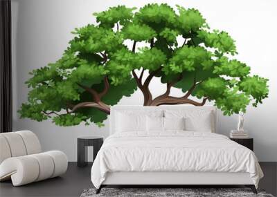 Cartoon illustration of tree on transparent png background.
 Wall mural