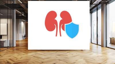 Kidney protection concept logo design. Human kidney protect concept vector design and illustration. Wall mural