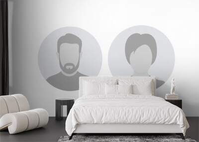 Man and woman avatar profile. Male and Female face silhouette. Profile picture, portrait symbol. User member. Circle button with avatar photo silhouette vector design and illustration.

 Wall mural