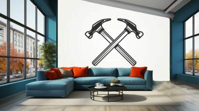 isolated letter x hammer carpentry vintage vector illustration design Wall mural