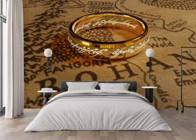 A beautiful ring with an inscription in the Elvish language Wall mural