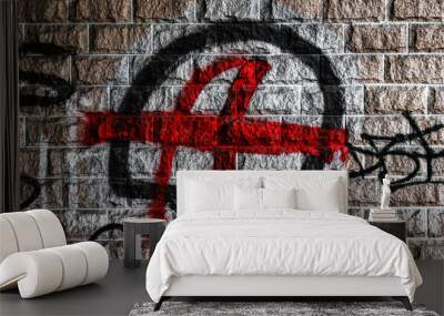 Circle-A graffito brick wall Wall mural