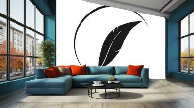 Quill feather Pen art incorporated with graphic element, Logo design concept for writer, author or lawyer Wall mural