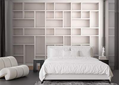 3d illustration of Empty shelves in modern white interior Wall mural