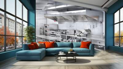 Industrial kitchen. Restaurant kitchen. 3d illustration Wall mural