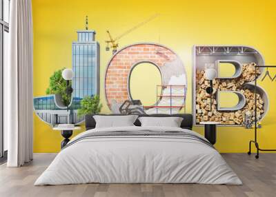 Recruitment concept. Different areas of activity in form of word job. 3d illustration Wall mural