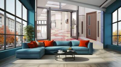 school hallway interior 3d illustration Wall mural