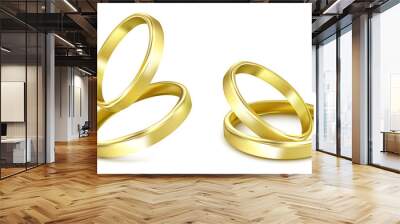 vector gold wedding rings isolated on white Wall mural