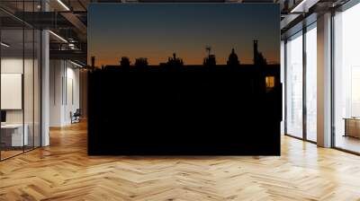 paris skyline at sunset Wall mural