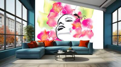 vector spring girl Wall mural