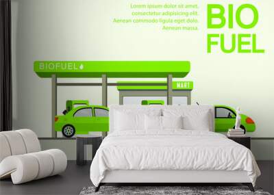 Biofuel petrol refill station. Green energy. Alternative power. Wall mural