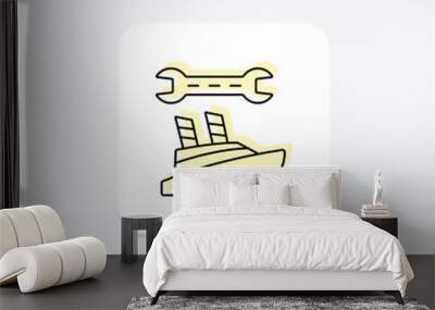 Boat Repair color shadow thinline icon , vector, pixel perfect, illustrator file Wall mural