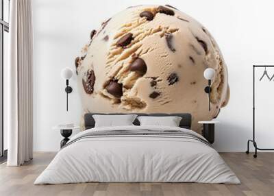 Chocolate Chip Cookie Dough Ice Cream Ball isolated on white background Wall mural