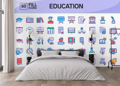 Education Color Outline Icons Pack Vol 2 Wall mural