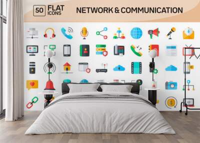 Network and Communication Flat Icons Pack Vol 1 Wall mural