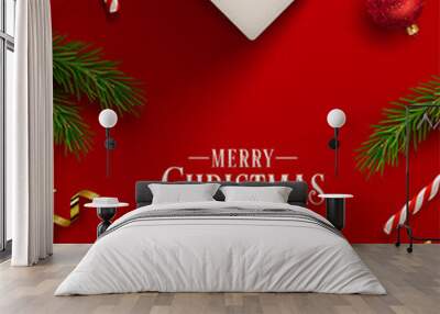 Christmas background, banner, frame, header, background or greeting card design. Vector Illustration Wall mural