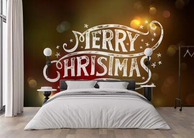 christmas typography, handwriting Wall mural