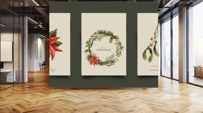 Holiday Greeting Card Collection. Vector Illustration. Wall mural