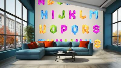 trendy colorful fractal geometric alphabet. Wall mural