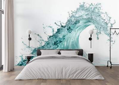 blue water wave isolated on white background Wall mural