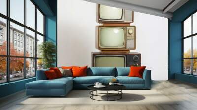 Vintage Televisions Collection in Creative Arrangement Wall mural