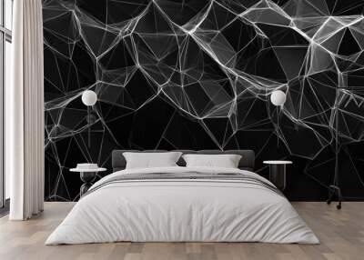 Abstract black and white polygonal background illustration in line art style Wall mural