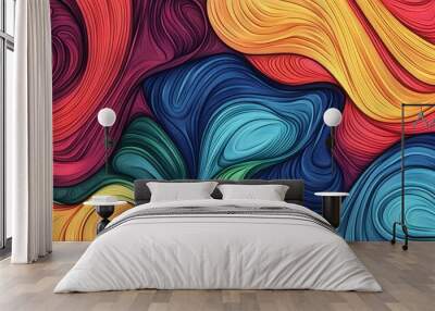 Abstract design featuring a vibrant and colorful background in line art style Wall mural