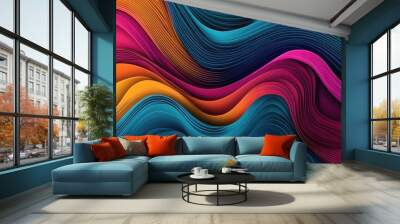 Abstract design featuring a vibrant and colorful background in line art style Wall mural