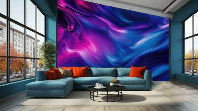 Abstract fluid art texture featuring a vibrant mixture of blue purple and pink paints Fluid acrylic design ideal for interior decor and posters showcasing dynamic paint flow and splashes Wall mural