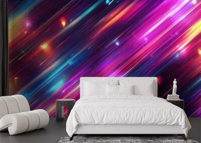 Abstract illustration of a shiny background featuring colorful glowing lights in a graphic glossy 2D style Wall mural