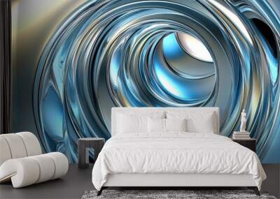 Abstract illustration of a shiny metallic circle background featuring digital art with a contemporary design Wall mural