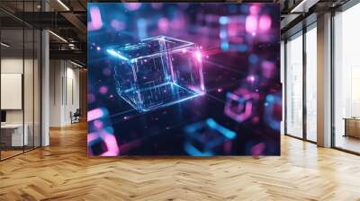 Abstract illustration of futuristic cube technology representing concepts of science and innovation Wall mural