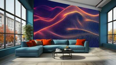 Abstract wavy background created through computer generated line art illustration Wall mural