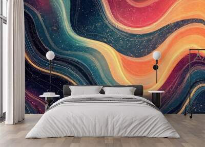 Bright abstract vintage background featuring glitter in a captivating line art illustration style Wall mural