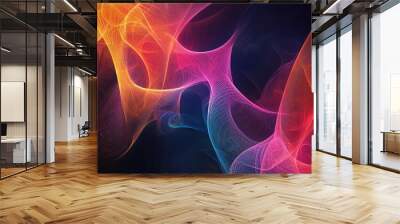 Colorful abstract fractal light background in line art illustration style Wall mural