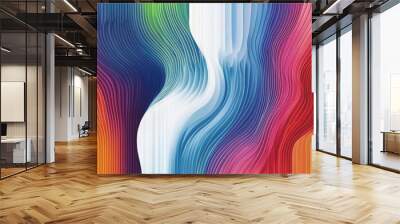 Colorful abstract striped background in a line art illustration style Wall mural