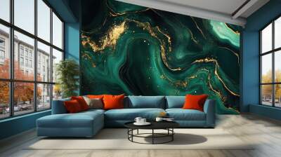 Emerald abstract background featuring golden accents ideal for covers wallpapers ceramics branding and various creative projects High quality and detailed design Wall mural